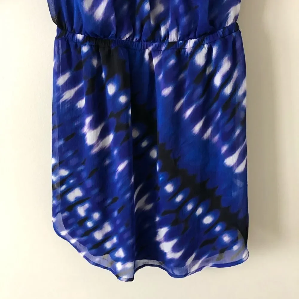 Express  Chiffon Elastic Waist Criss Cross Back Hi-Lo Mini Dress Size Medium - Picture 6 of 11